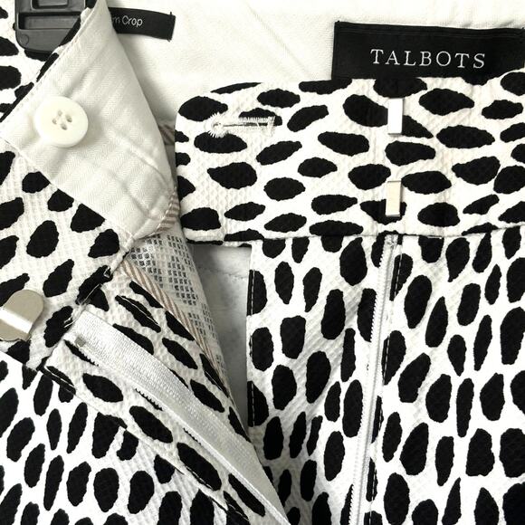 Talbots Wms 8 Slim Crop Black White Animal Print Ankle Pants Stretch Cotton - Picture 5 of 10